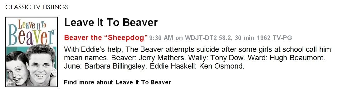 Classic TV Listings - Leave It To Beaver